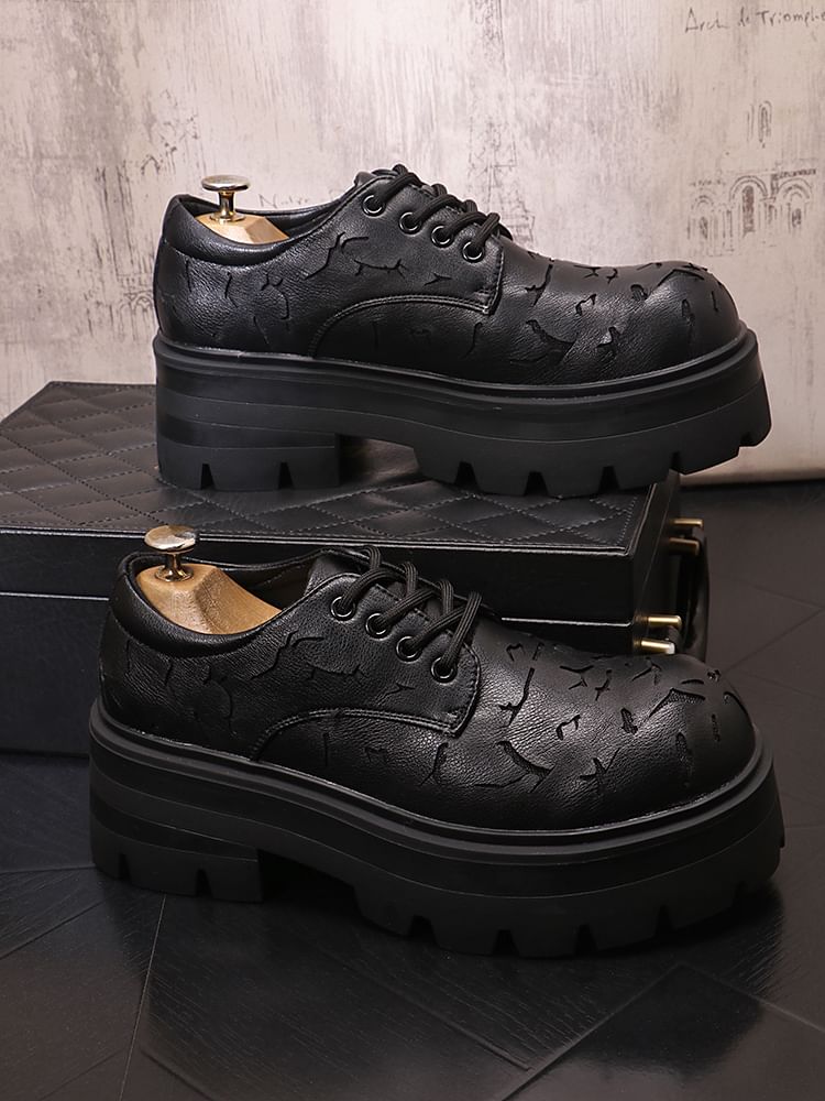 Mr Ozera - Geborduurde veterschoenen met plateauzool