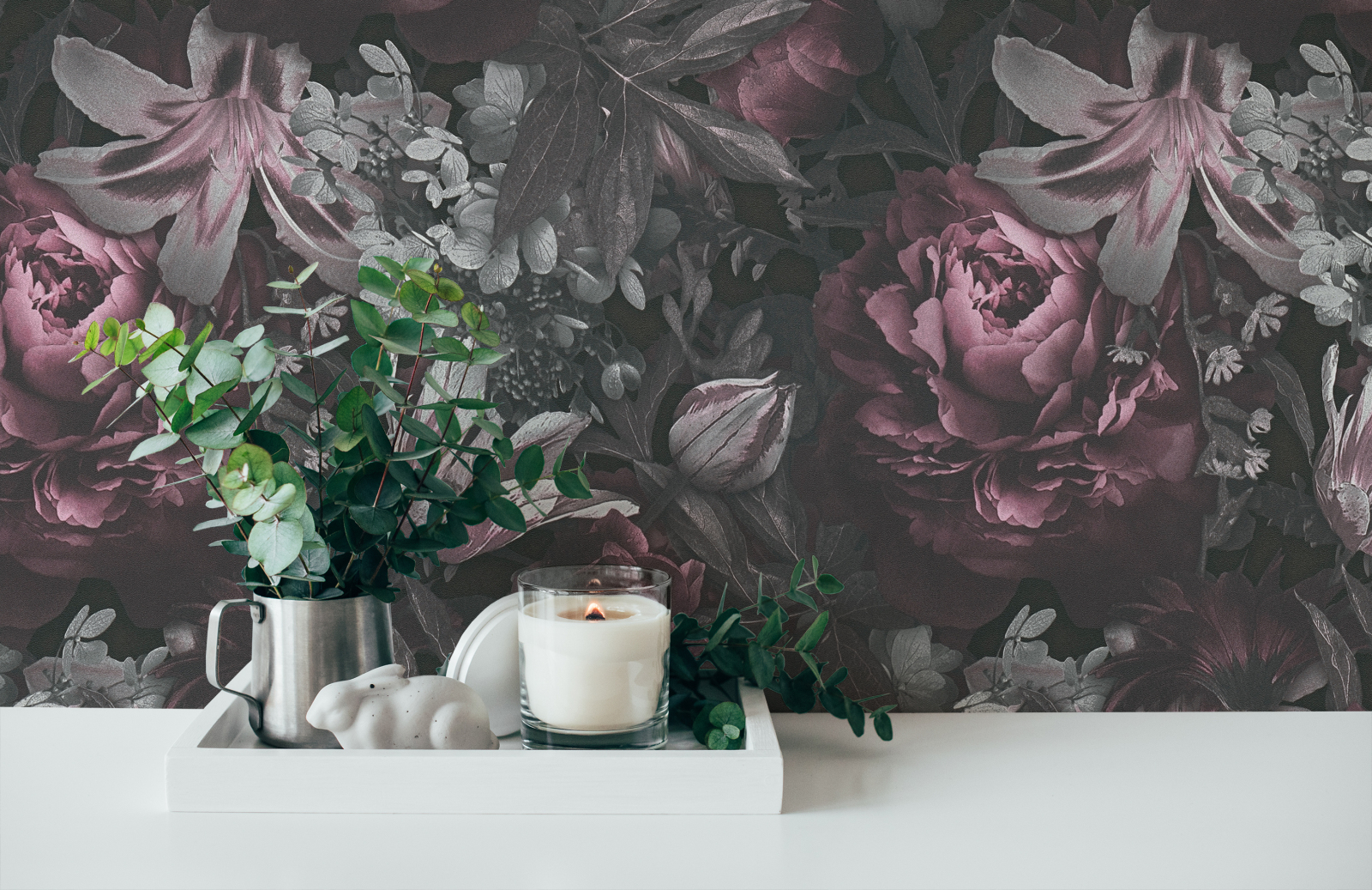Vliestapete PINTWALLS - Floral - rosa-grau - 10 Meter