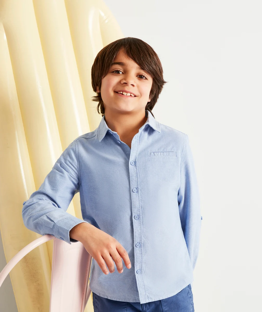 CHEMISE GARÇON EN COTON BLEU