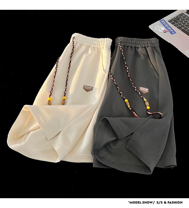 Derbundy - Trekkoord taille letters applicatie split sweat shorts