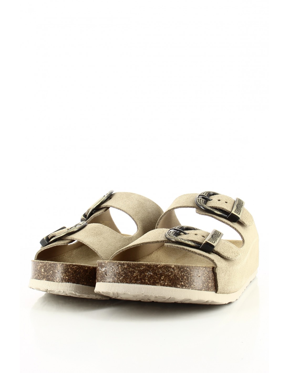 plakton Mules Femme Afelpado Cuir Beige