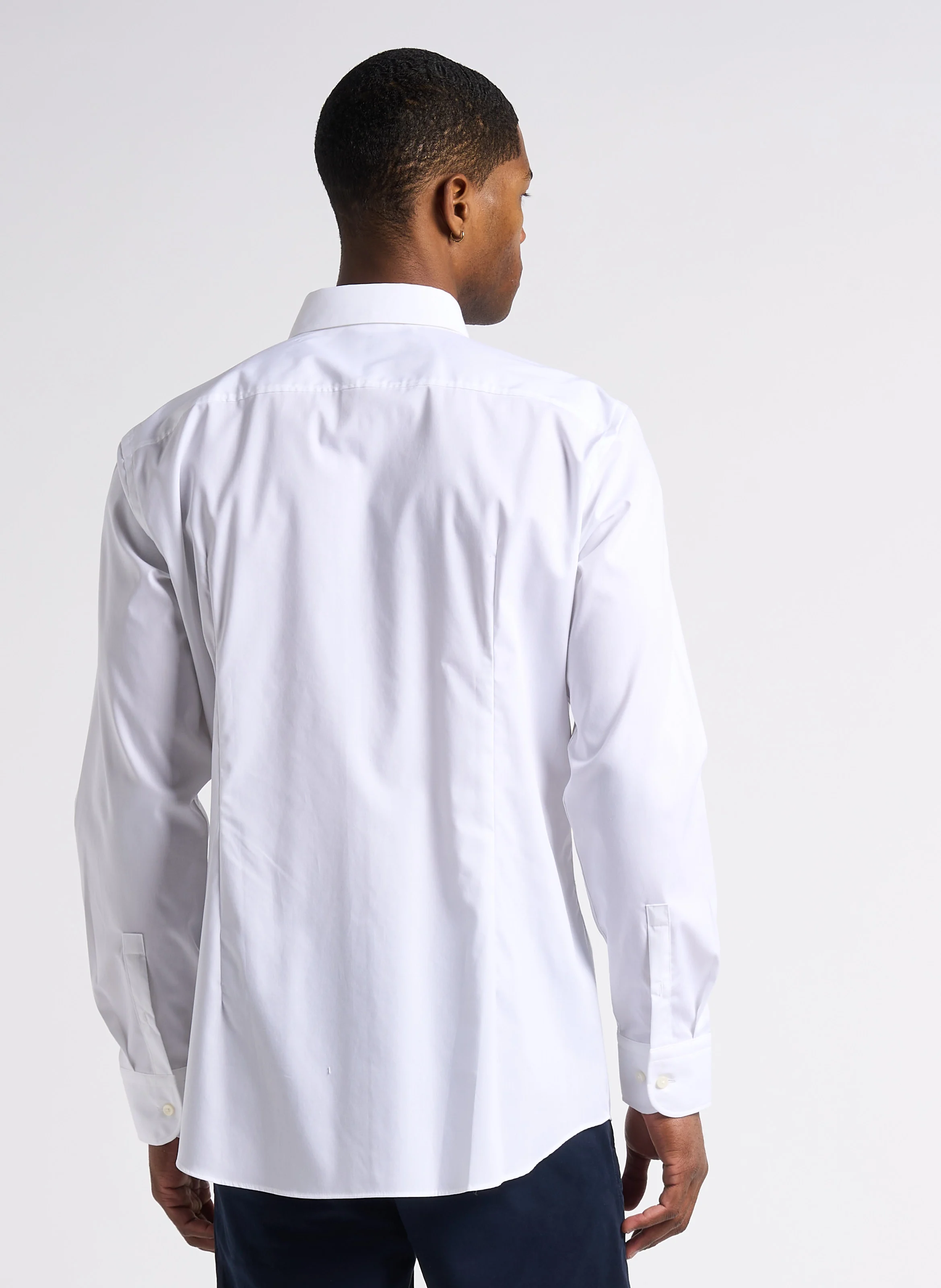 Chemise slim fit en coton mélangé | Blanc