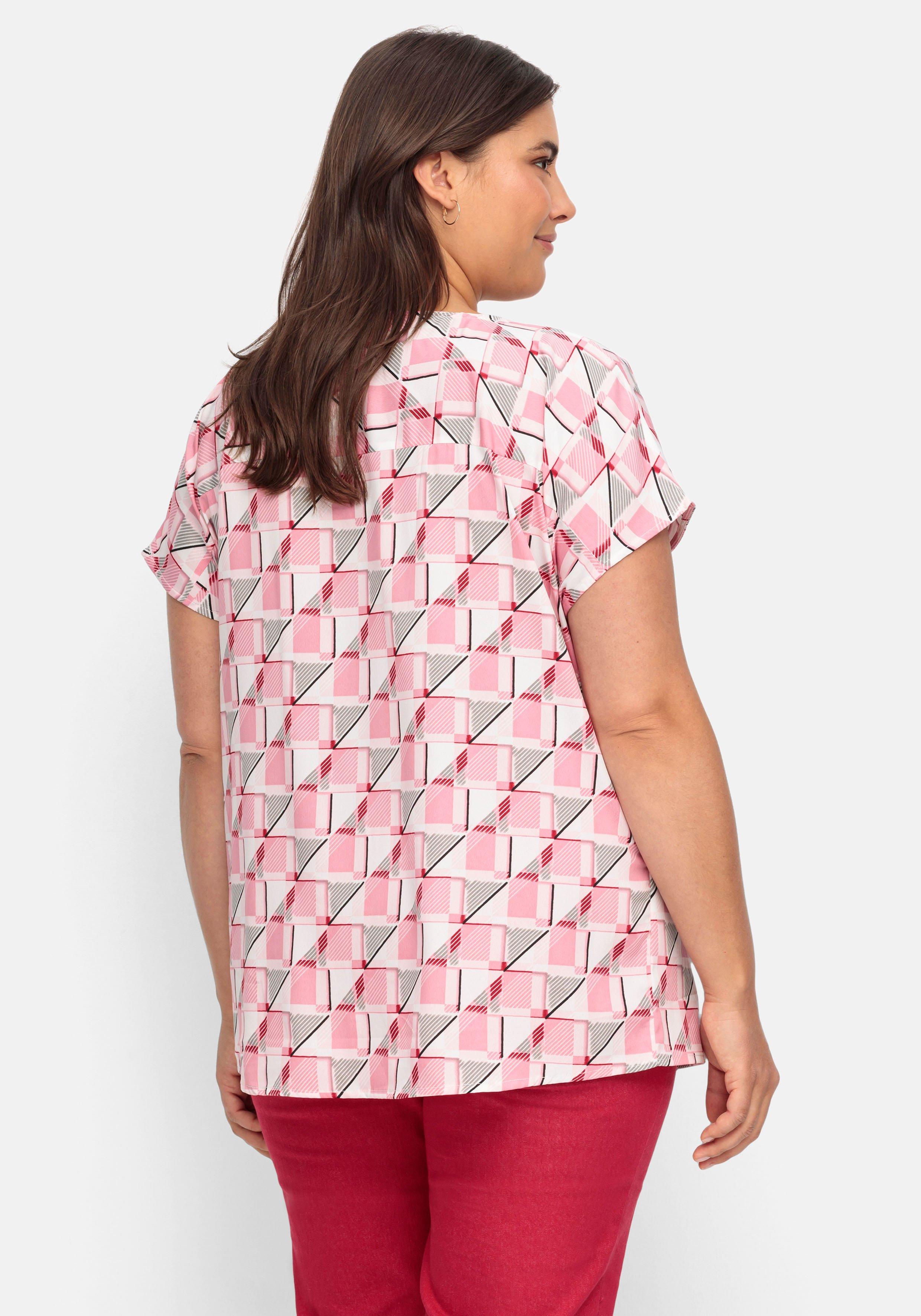 Tunika aus Crêpe mit Grafik-Alloverprint