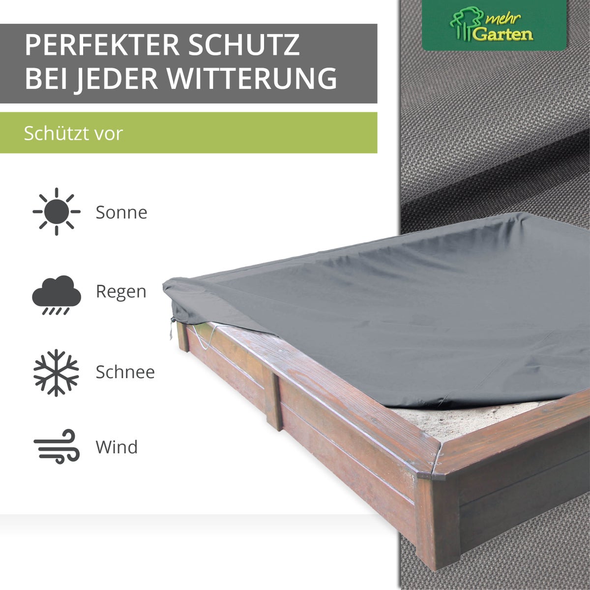 More Garden - Premium zandbakhoes: 122(B) x 122(D) x 20(H) cm | Robuuste hoes voor zandbakken, waterbestendig en weerbestendig (Oxford 600D stof) | Zandbakhoes | Lichtgrijs