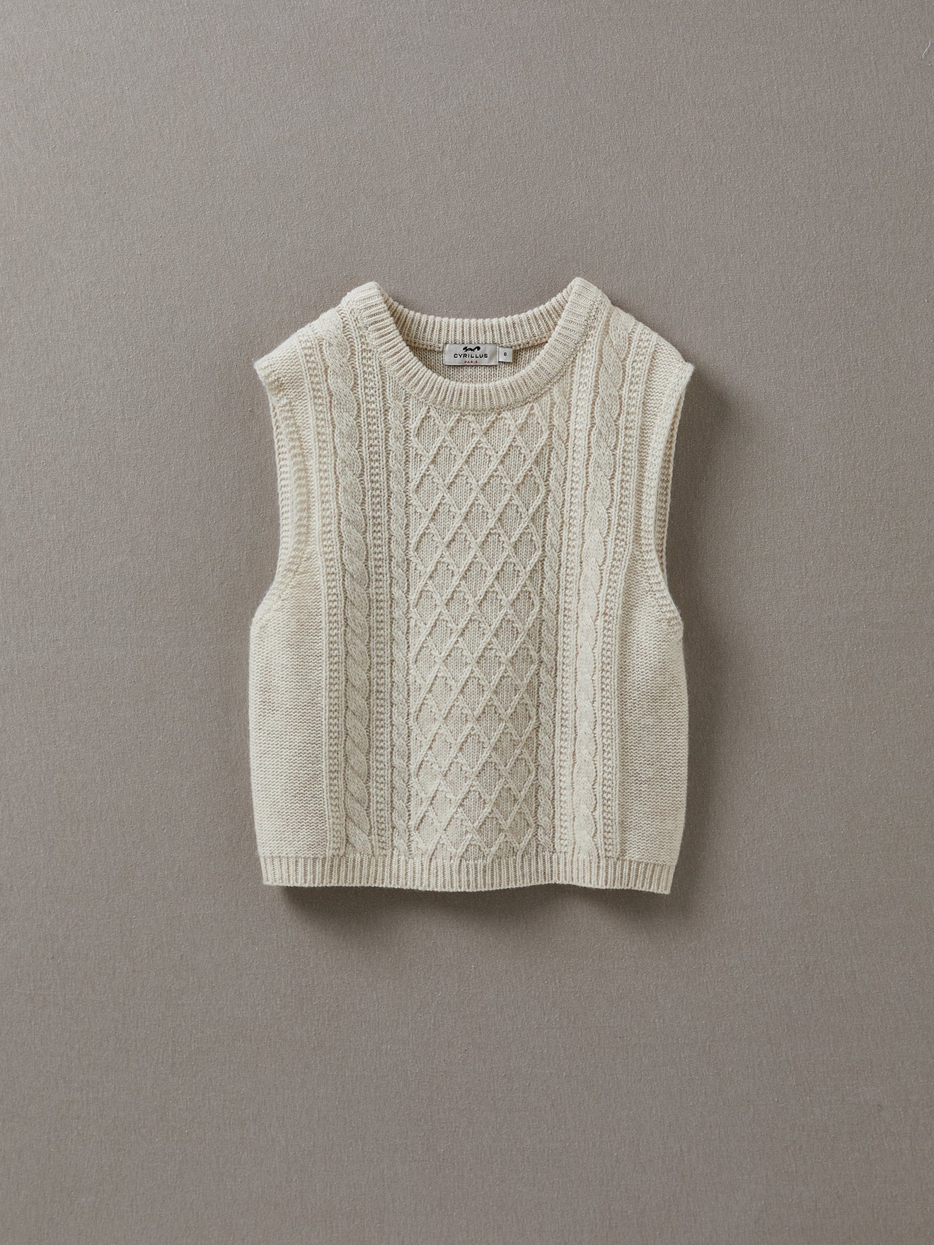 Pull torsadé fille sans manches