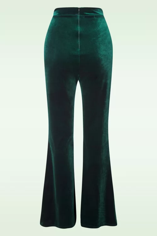 Vintage Chic for Topvintage Vienna fluwelen broek met flared pijpen in flessengroen
