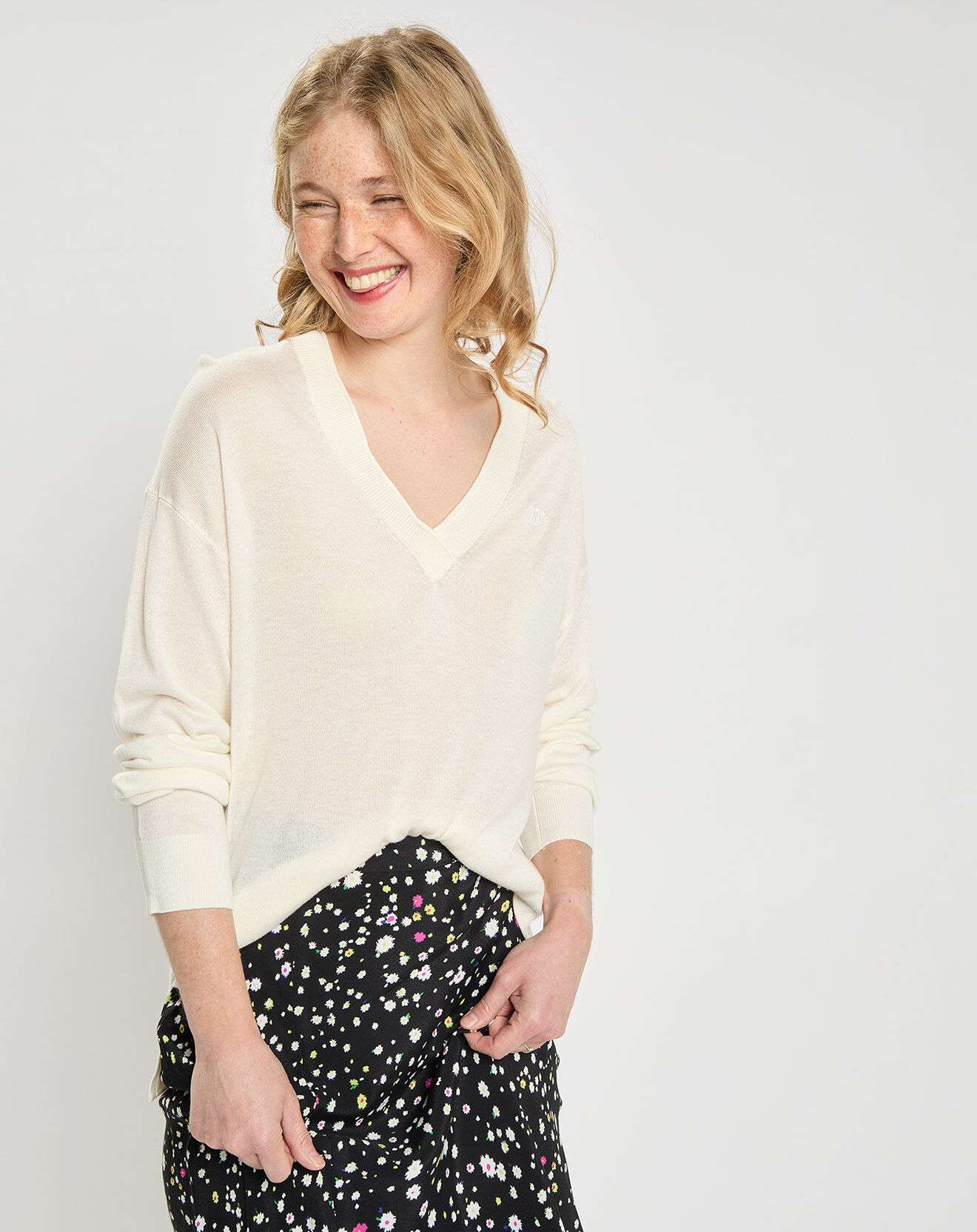 Tommy Hilfiger Pull en Laine mélangée Blend écru
