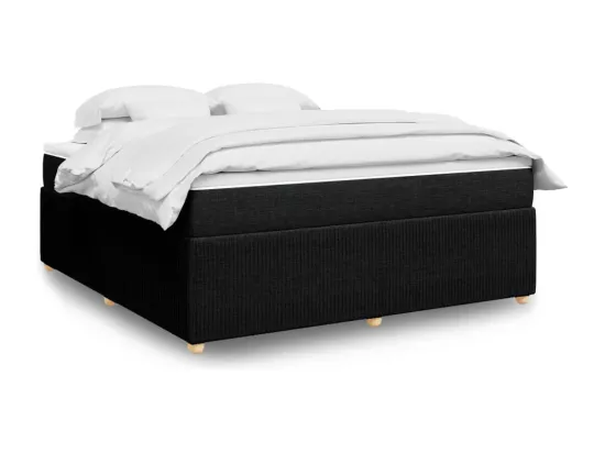 Sommier à lattes de lit avec matelas Noir 180x200 cm Tissu