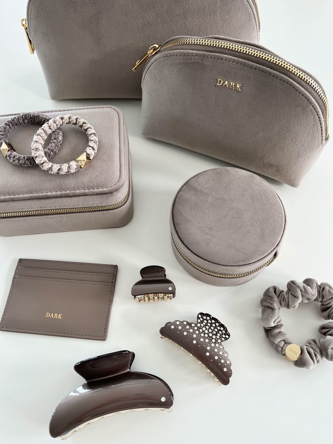 DARK Velvet Jewellery Box Micro Taupe