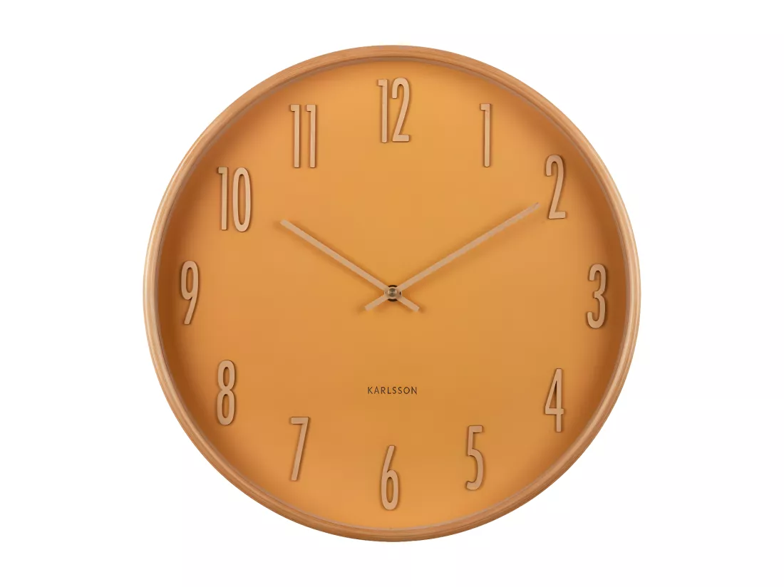 Horloge murale en bois D40cm Jaune Present Time
