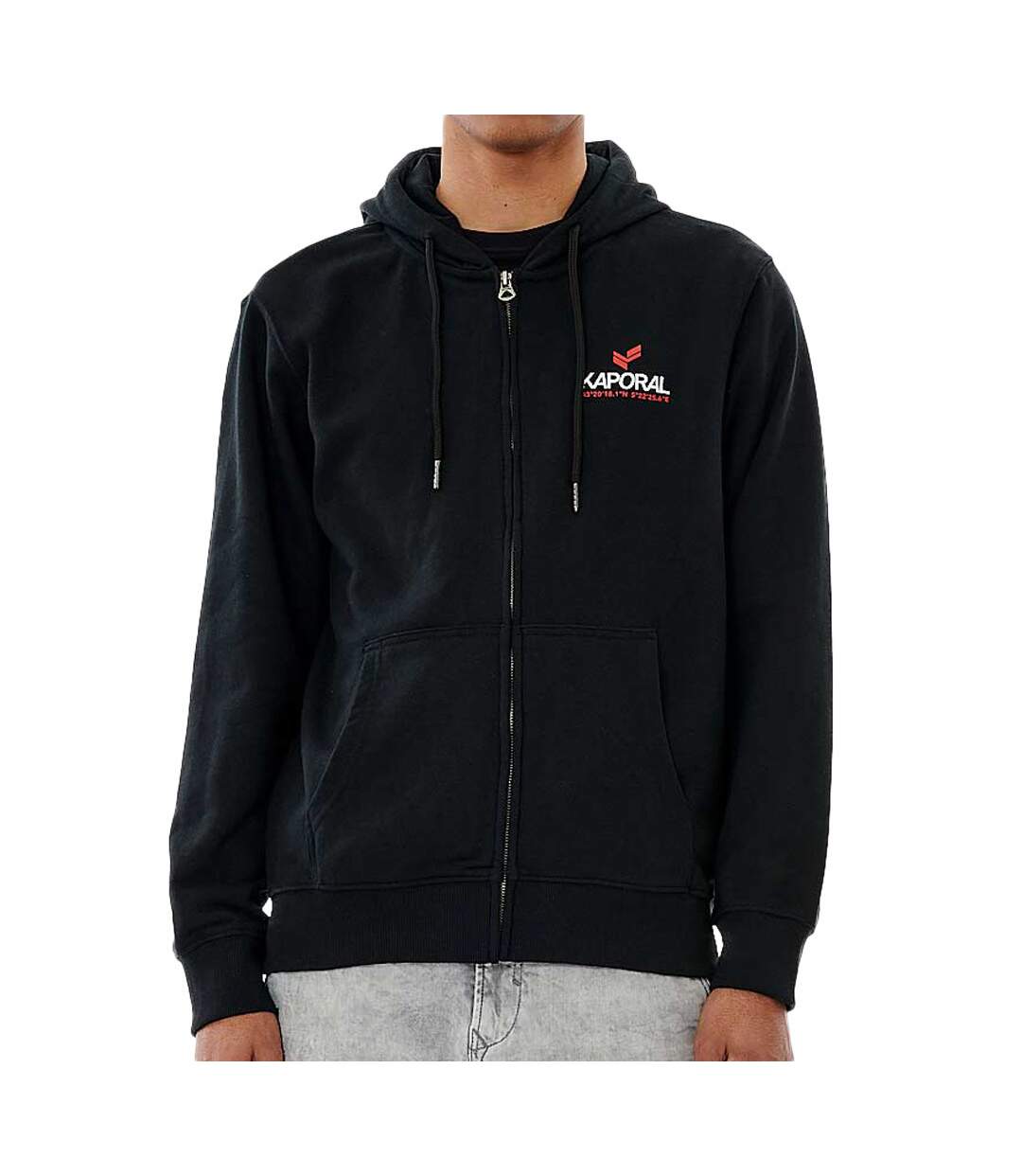 Sweat à Capuche Zippé Noir Homme Kaporal Carele