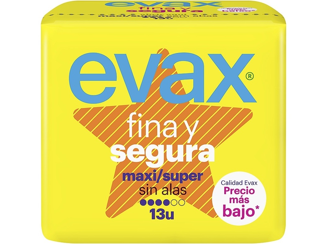 PENSOS HIGIÉNICOS FINA E SEGURA MAXI EVAX 13 UN