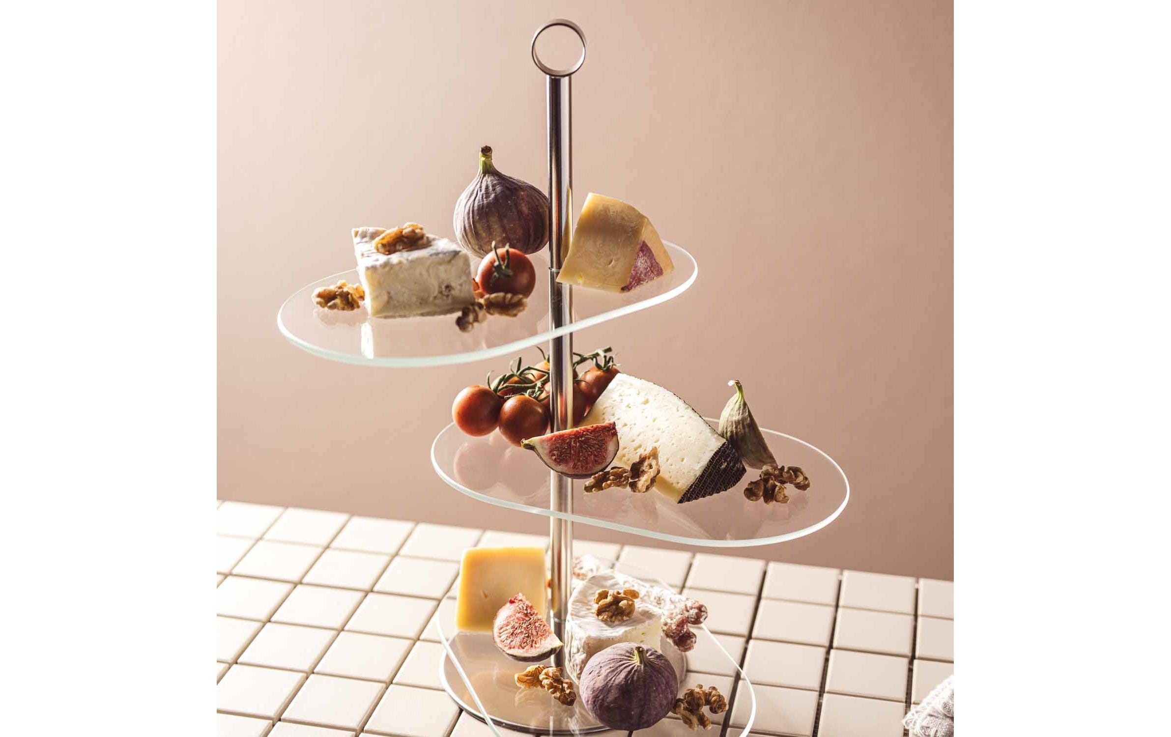 Etagere Cena asymmetrisch 3-teilig, SilberTortenständer