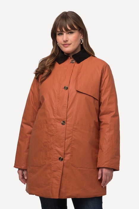 Wachsjacke, wasserabweisend, Cordkragen, Komplettfutter