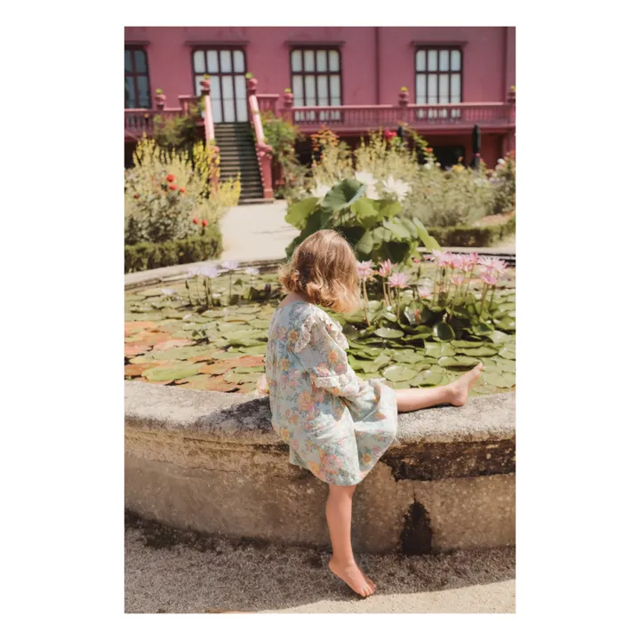 Louise Misha Robe Coton Bio Fleurie Arinola | Vert d'eau