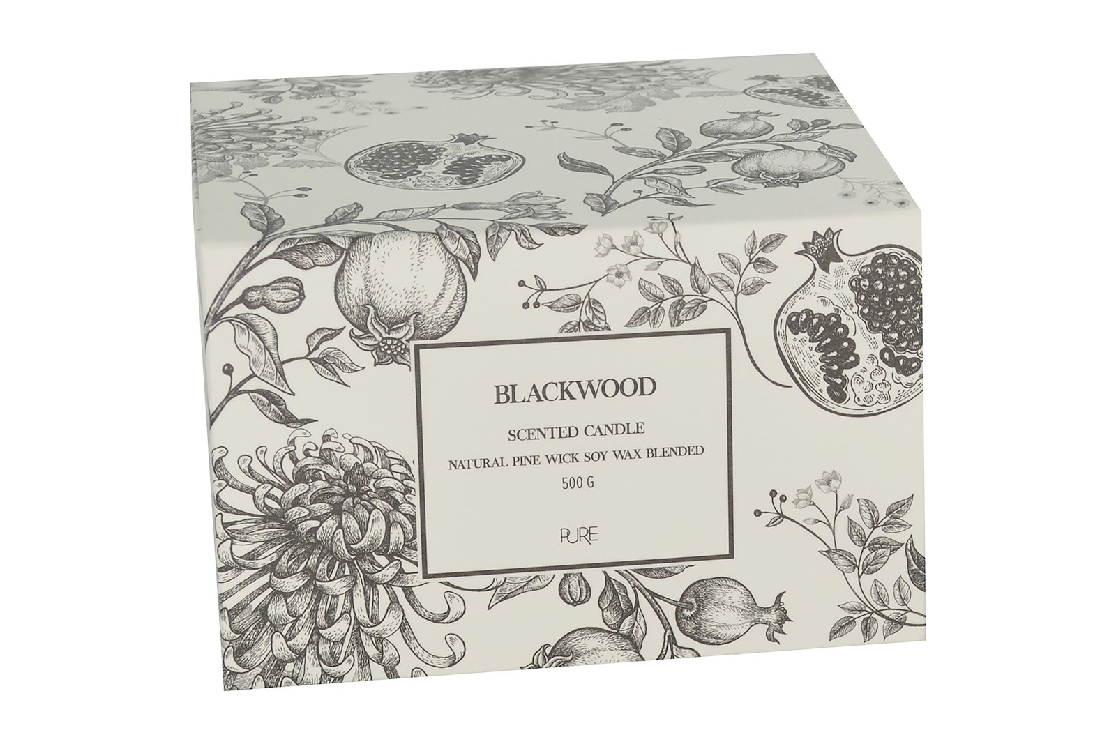 Blackwood duftlys Hvit og sort Ø:12,8 H:7,8 cm. Tre stk veker i tre.