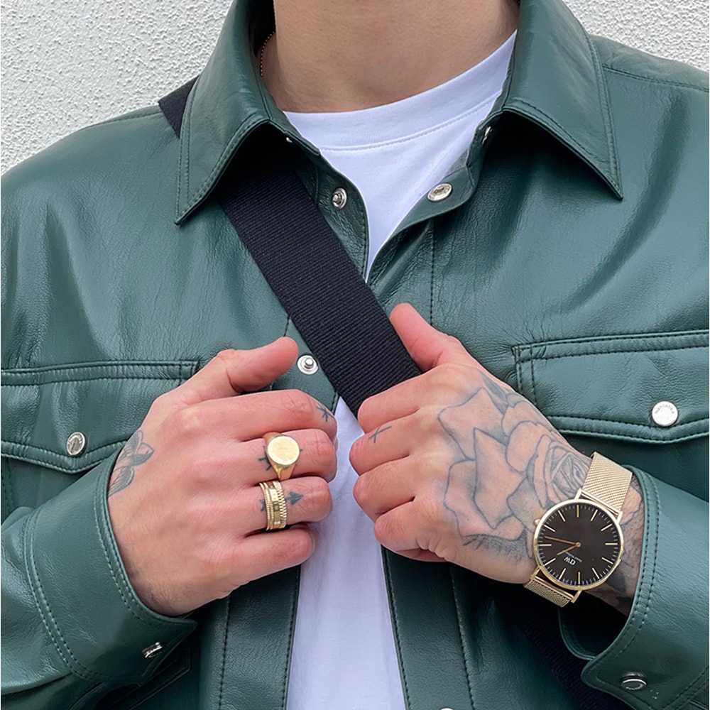 Montre à quartz - Acier inoxydable & plaqué or - Homme