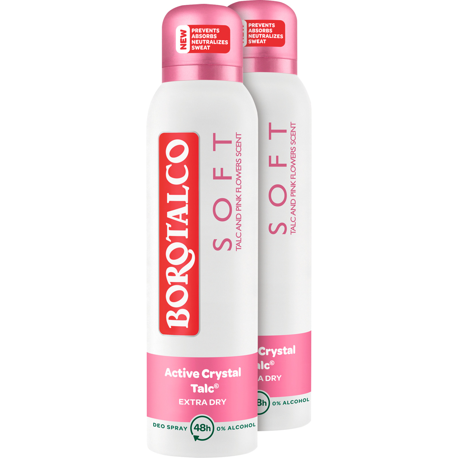 Borotalco Soft with Active Crystal Talc™ Deo Spray 2 x 150 ml
