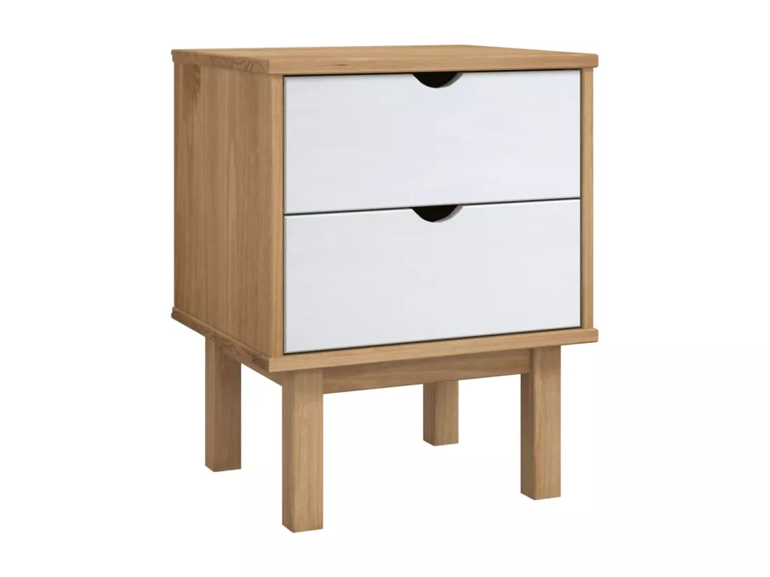 Table de chevet OTTA Marron et blanc 46x39,5x57 cm Bois de pin