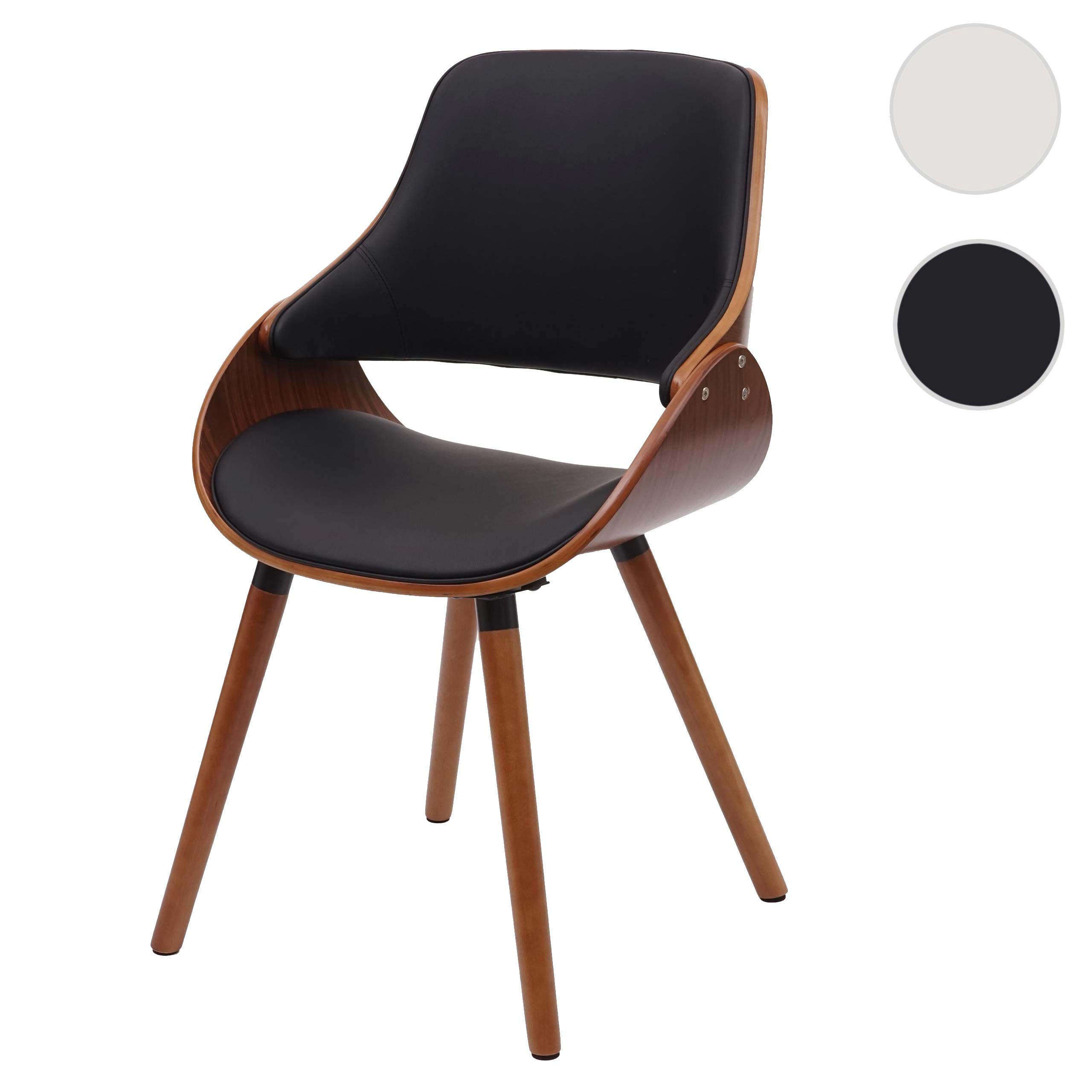 Esszimmerstuhl MCW-D23, Küchenstuhl Stuhl, Retro-Design ~ Kunstleder schwarz