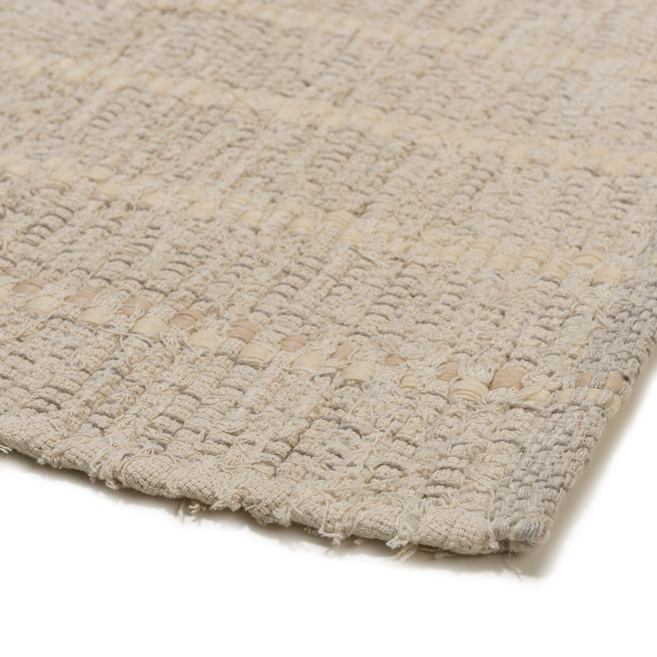 Macabane Tapis rectangulaire en Coton recyclé Sacha ivoire - 290x200 cm