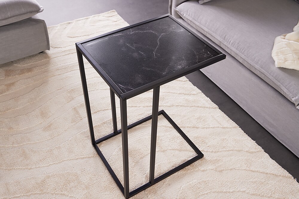 riess-ambiente Beistelltisch SLIM LINE - 65cm anthrazit schwarz Marmor-Design Metall Laptoptisch modern
