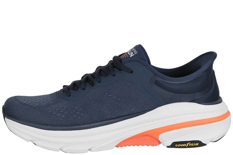 SKECHERS MAX CUSHION SLIP-INS SNEAKERS I NAVYBLÅ TEKSTIL