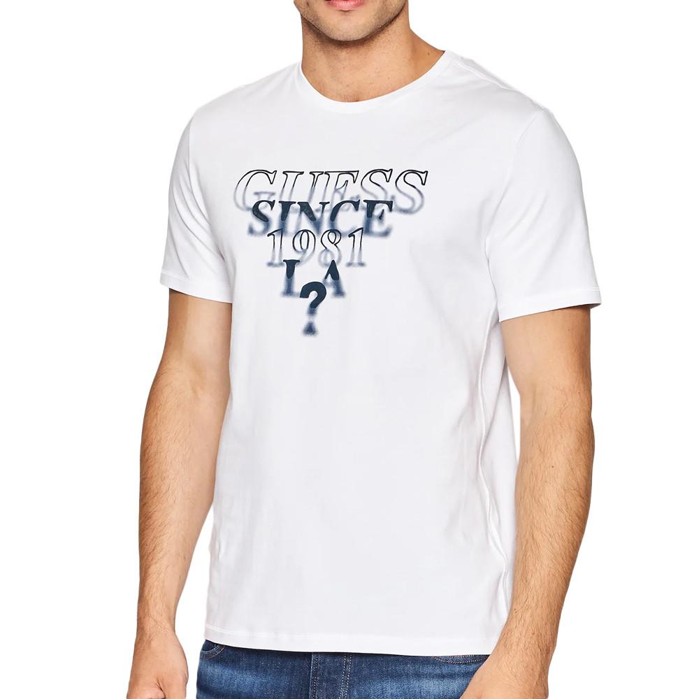 Guess T-shirt Blanc Homme Guess Blurry
