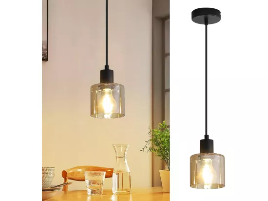 NETTLIFE Suspension table à manger lampe suspendue vintage suspension E27 suspension noire 1 ampoule rétro industriel