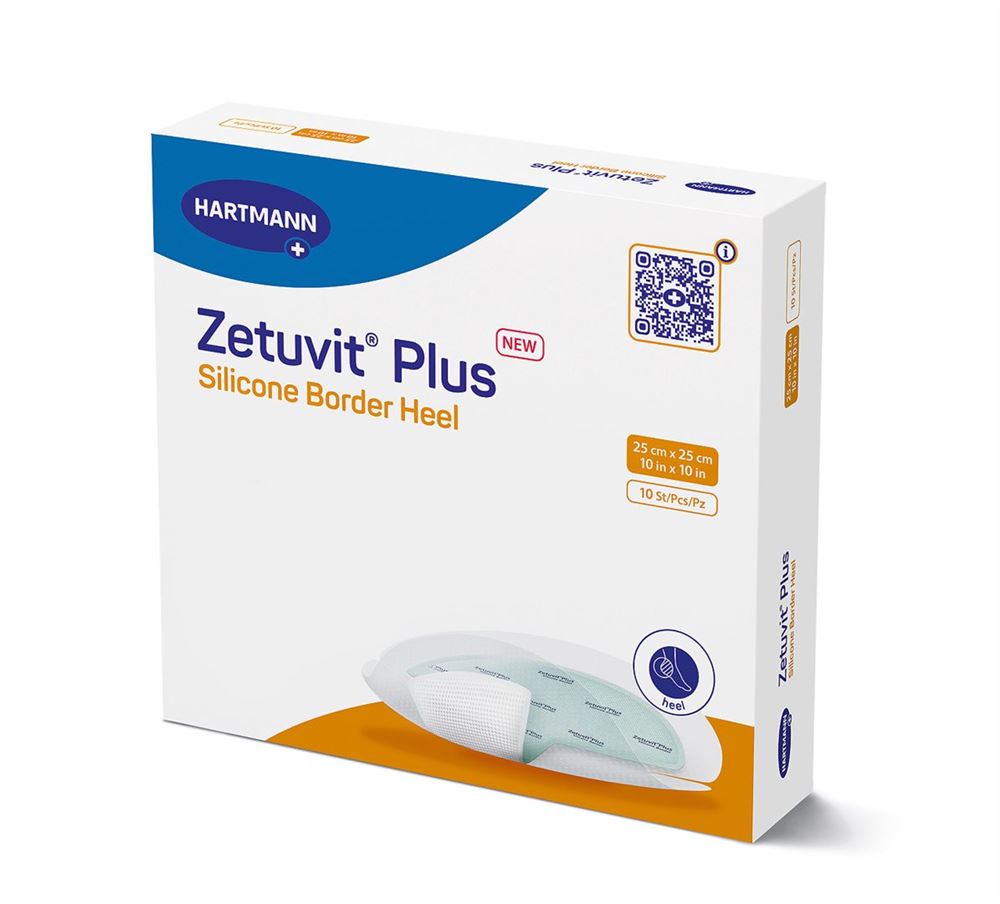 ZETUVIT Plus Silicone Border Heel 25x25cm 10 Stk