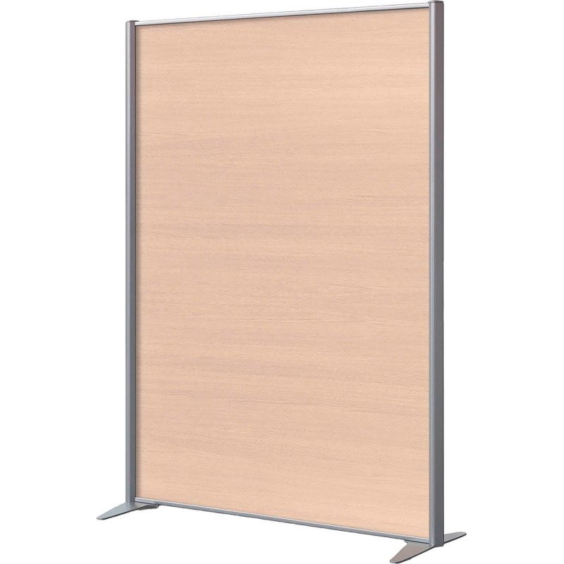 Cloison de séparation pleine B-Zen - Bois antibactérien - avec Pieds fixes couleur aluminium