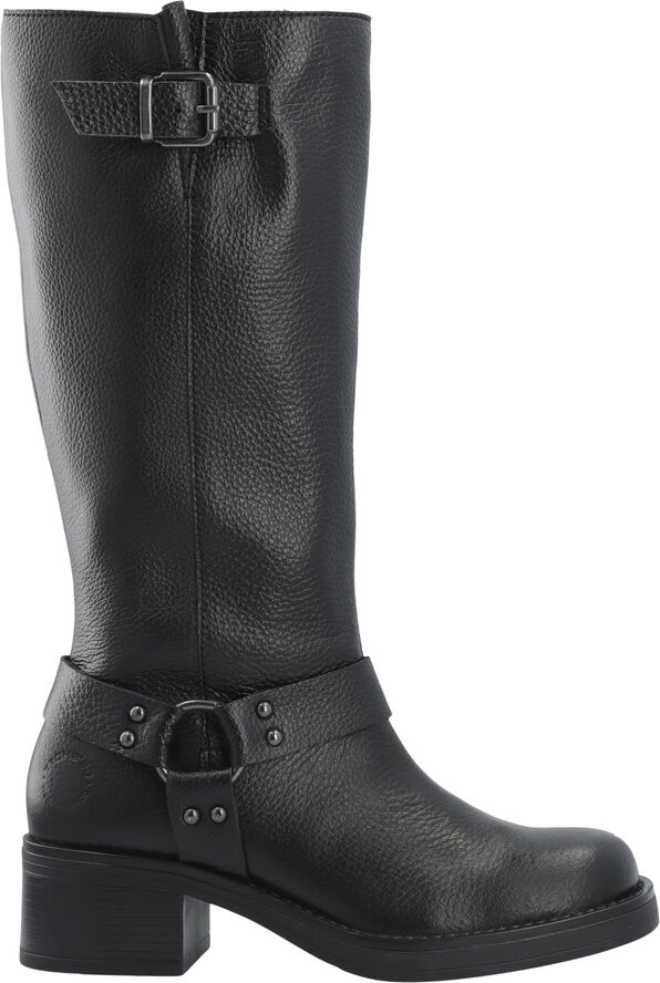 Cashott CASRIKKE Tall Biker Boot Leather Black