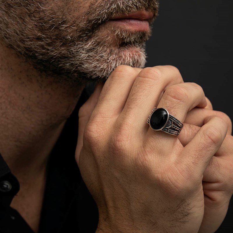 Bague Homme Ethnique Turquoise Argent