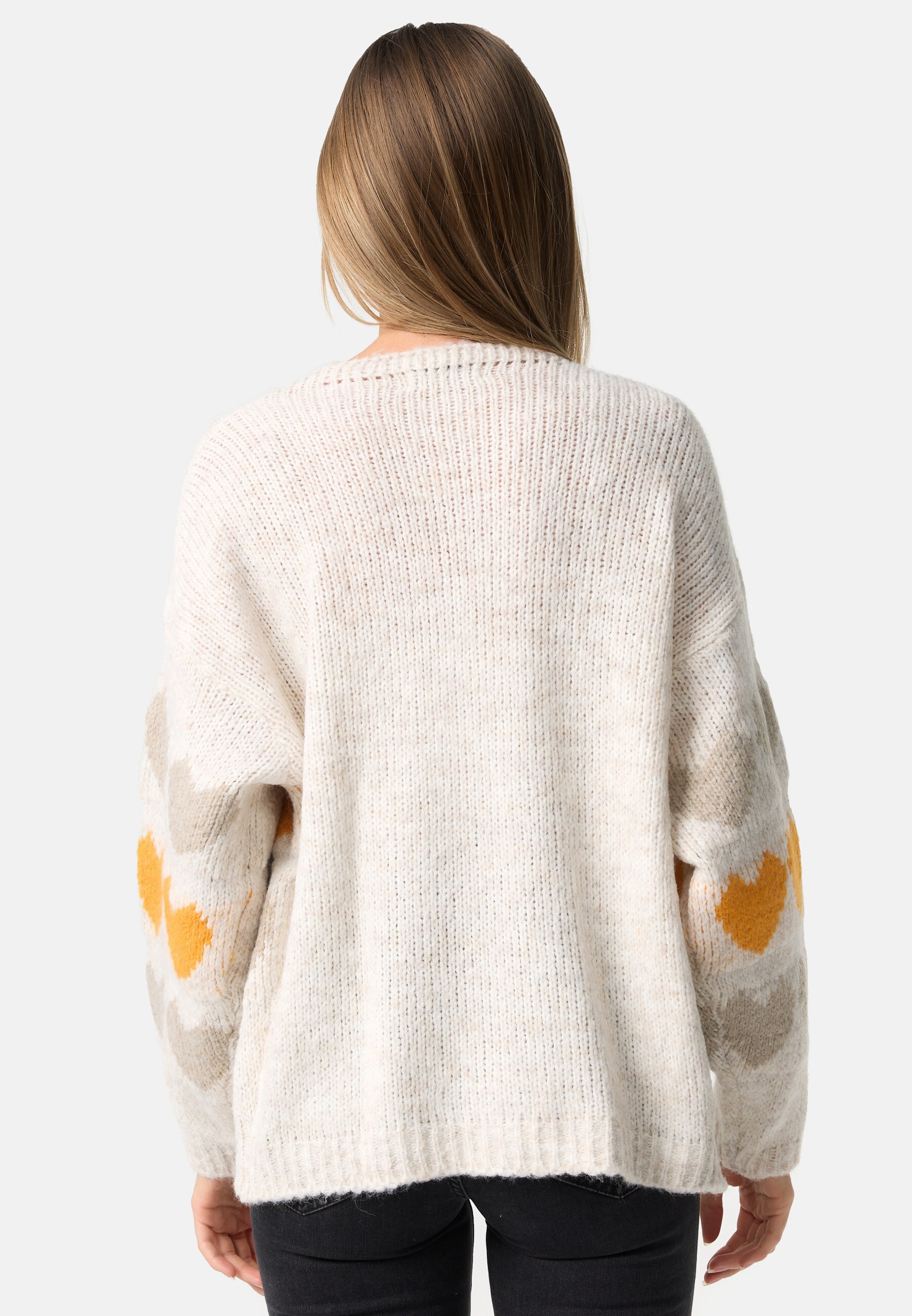 PM SELECTED Damen Warme Strickjacke Cardigan mit Herzmuster in Einheitsgröße PM66