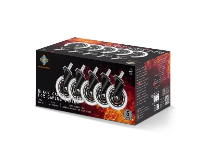 DELTACO GAMING - Styrehjul - 7.62 cm - sort (pakke med 5)