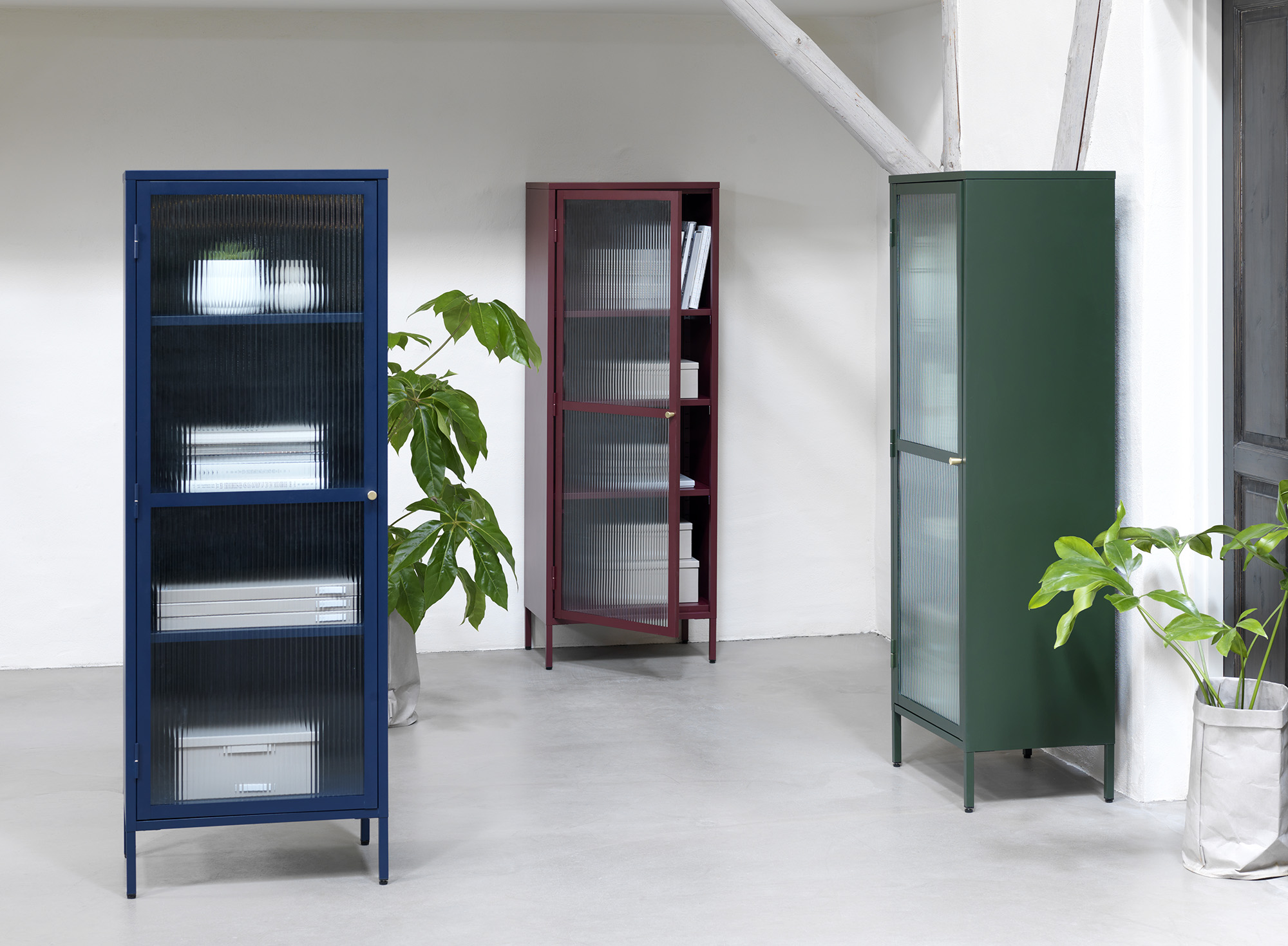 Vitrinekast Omeo 160x58 cm blauw