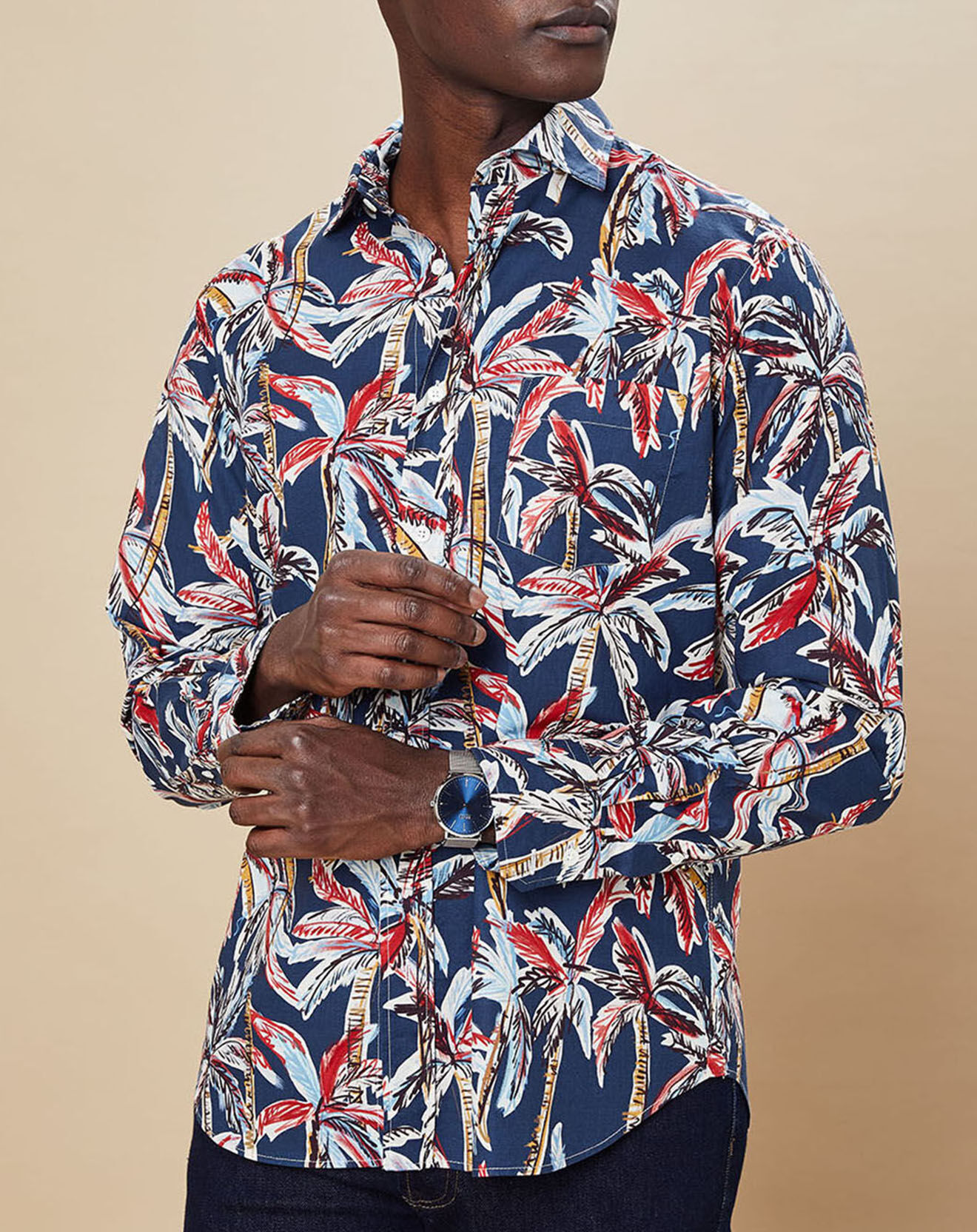 Hartford Chemise Regular Fit Paul imprimée marine/multicolore