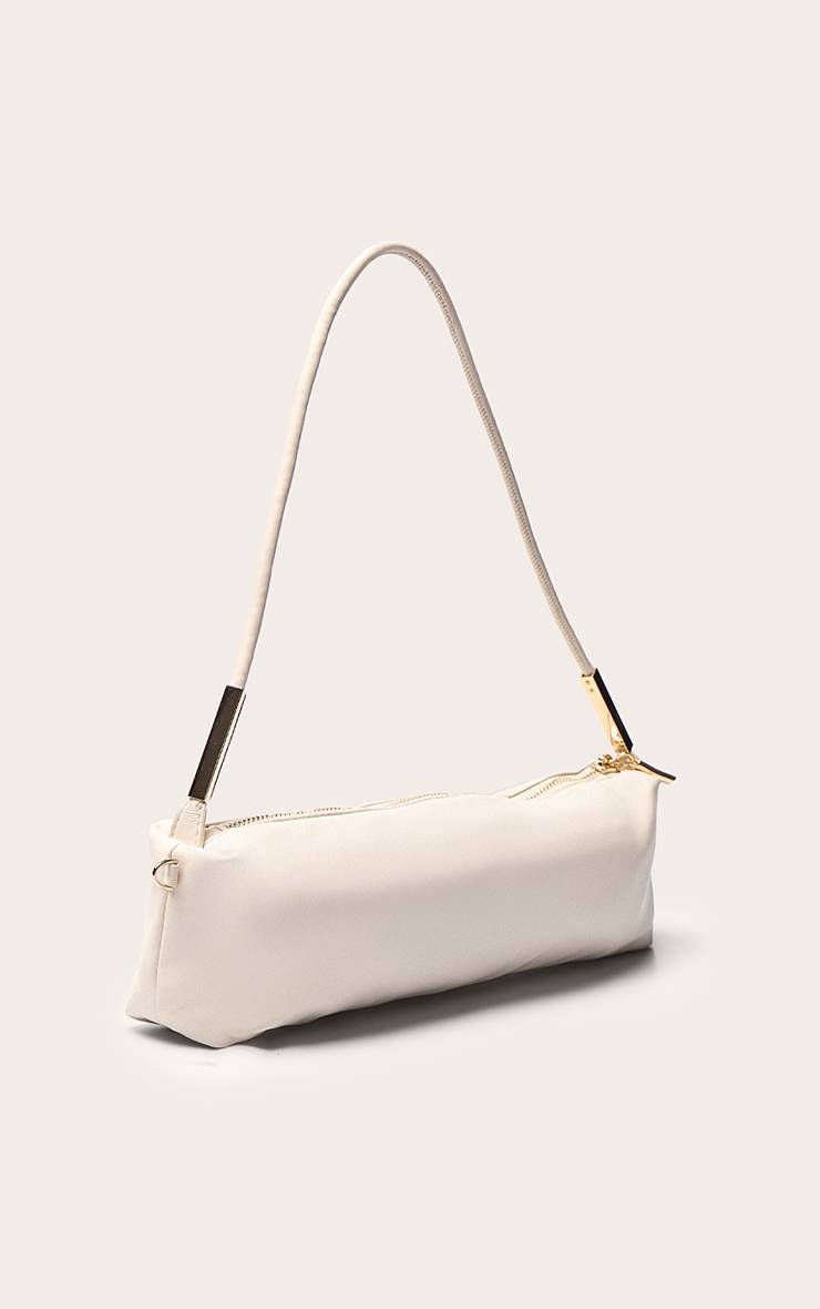 Crème Sac À Bandoulière En Synthétiquecuir Souple Avec Détails Dorés