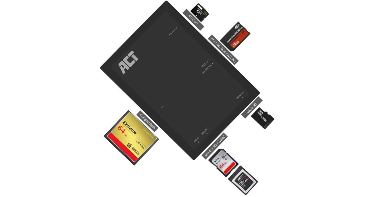 ACT ConnectivityExterne USB 3.2 Gen1 (USB 3.0) Kaartlezer  (Zwart)
