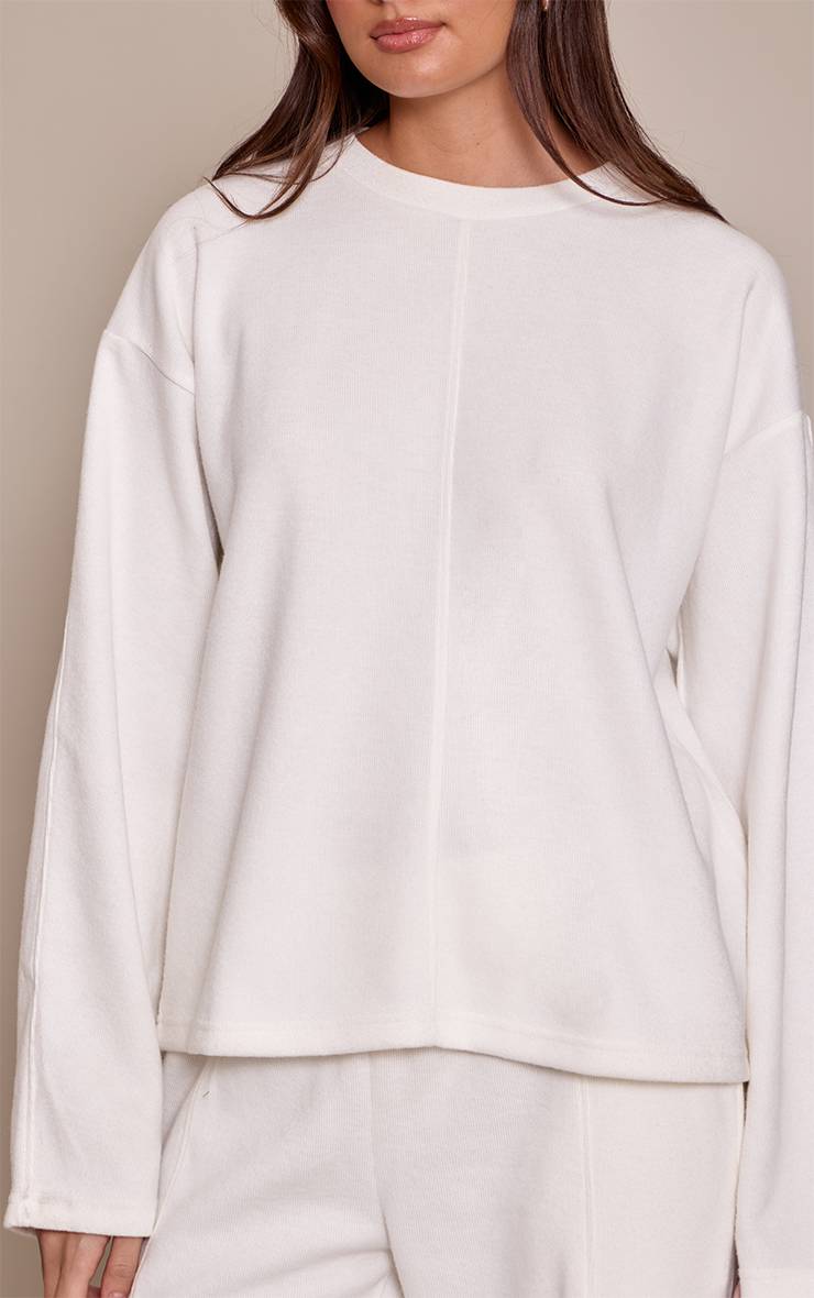 Crème Sweatshirt Côtelé Doux