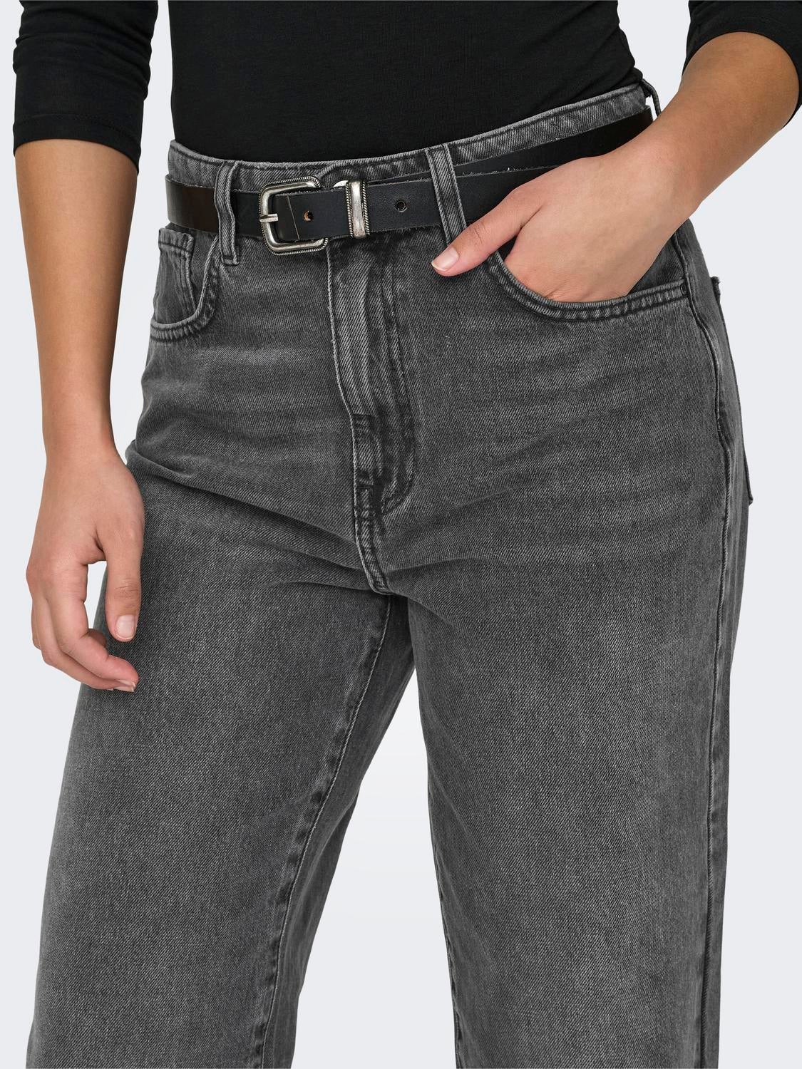 ONLROBYN Mittlere Taille Gerade geschnitten Jeans Dark Grey Denim