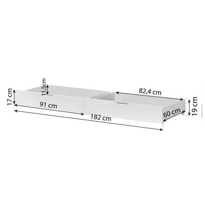 Hoppekids Sengeskuff ECO Comfort 90x200, Hvit