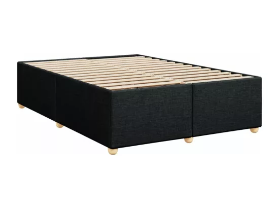 Sommier à lattes de lit avec matelas Noir 140x190 cm Tissu