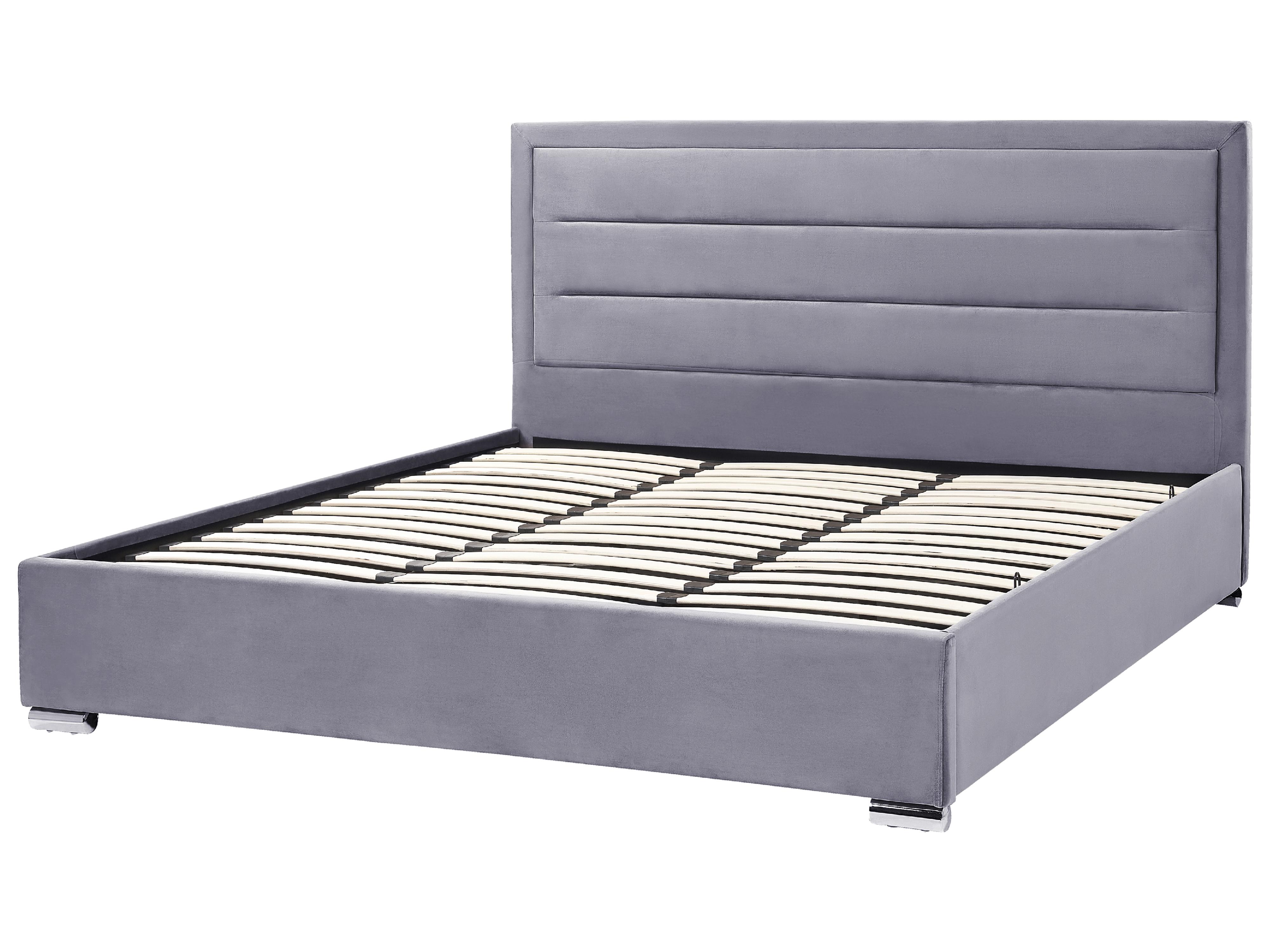 Bed met opbergruimte Fluweel ROUEN 180 x 200 cm Donkergrijs