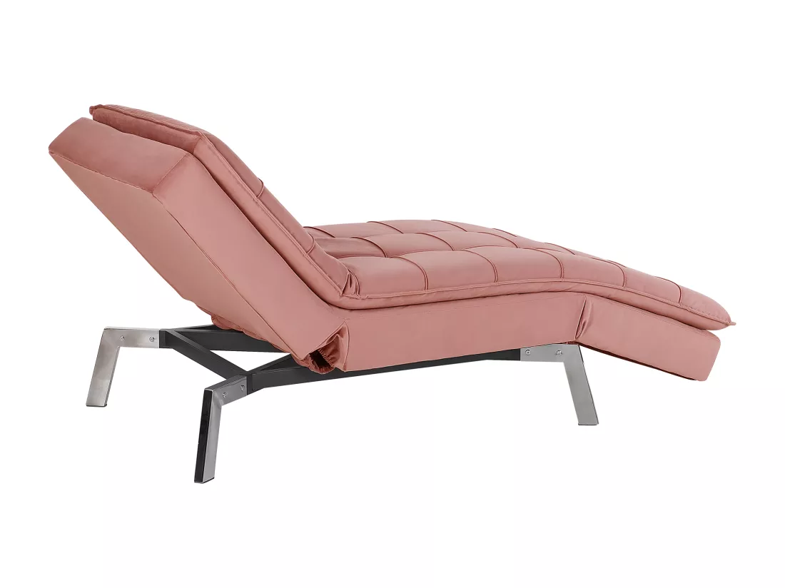 Chaise longue réglable rose LOIRET
