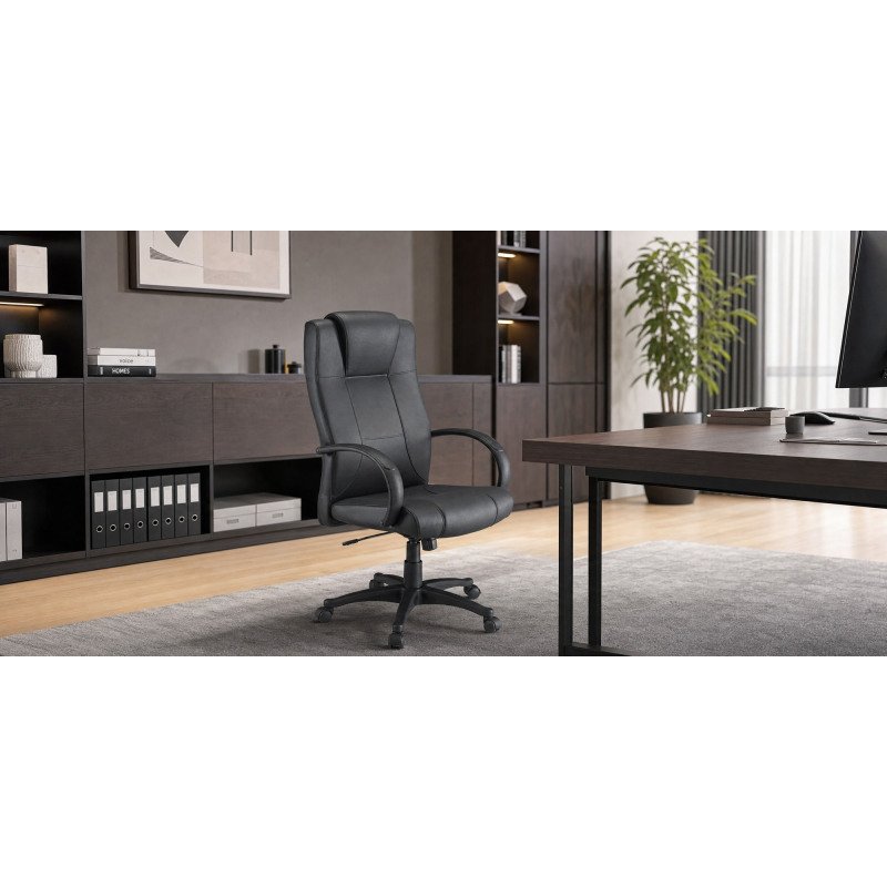 Fauteuil de bureau Partner 2 noir - avec accoudoirs et appui-tête - Mécanisme Basculant centré - Pied noir
