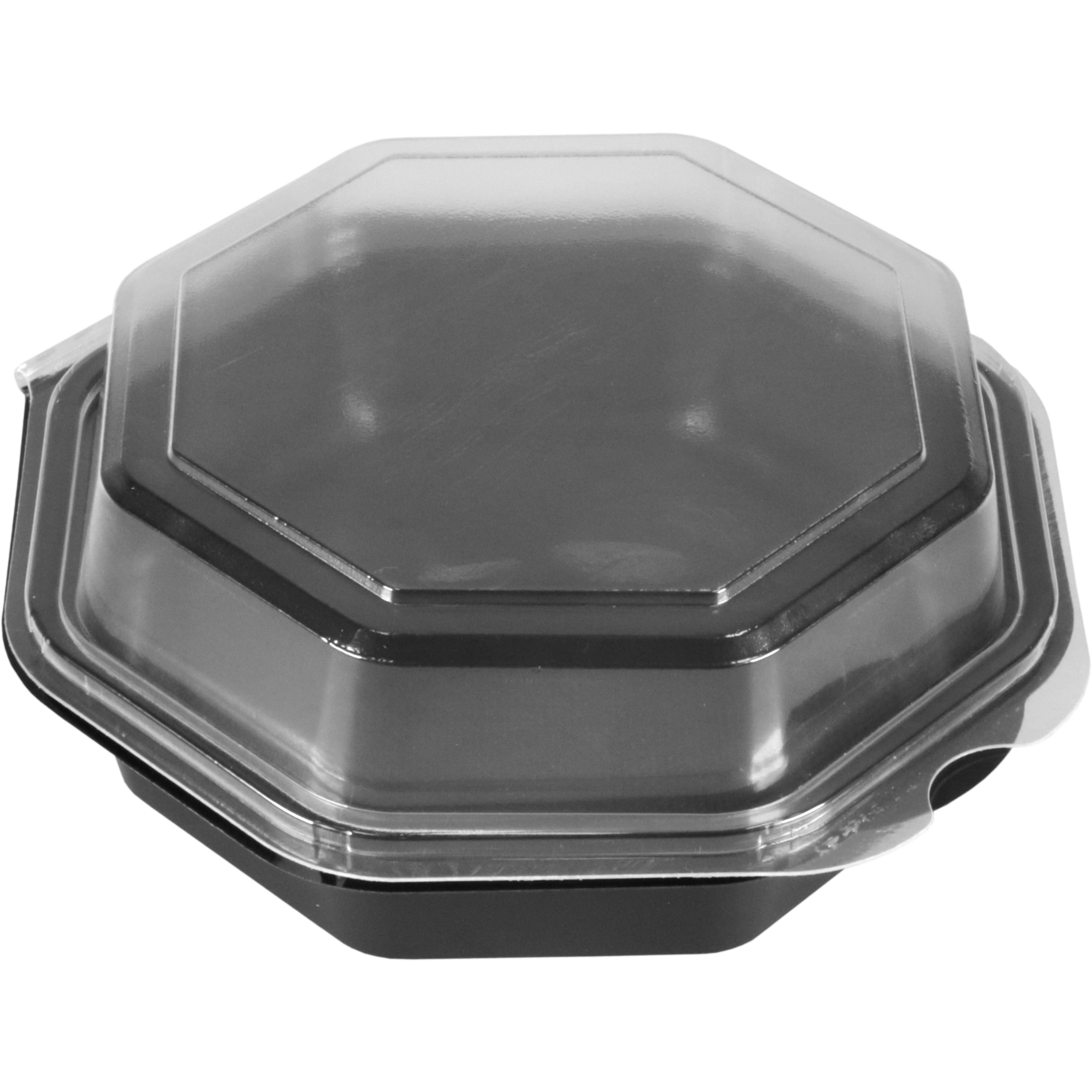 Bak, PS, 400ml, Ø160mm, incl. vaste deksel, octaviewbox, 60mm, zwart/transparant