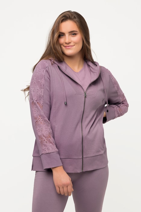 Hoodiejacke, Spitze, Kapuze, Biobaumwolle