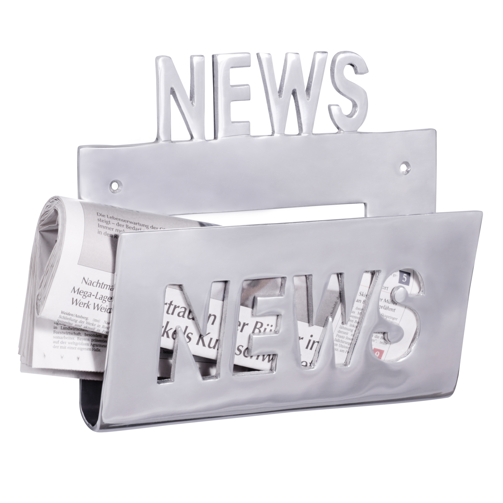 Wand-Zeitungshalter - silberfarben - 30 cm breit