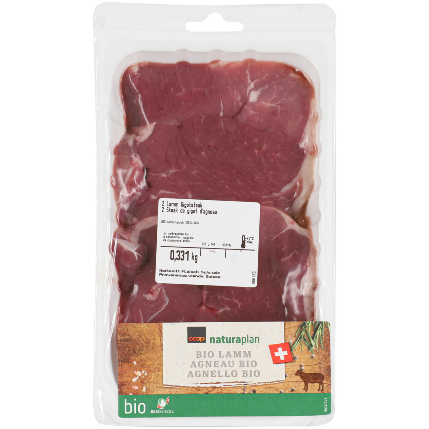 Naturaplan Bio Lamm Gigotsteak 2 Stück 300g
